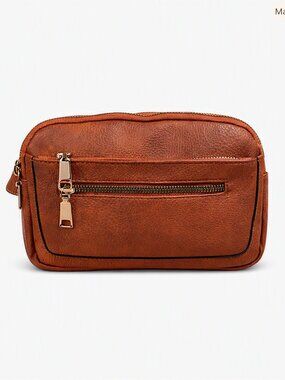 Faux Leather Crossbody/Waist Bag | Pebbled Texture Gold Hardware Everyday Chic